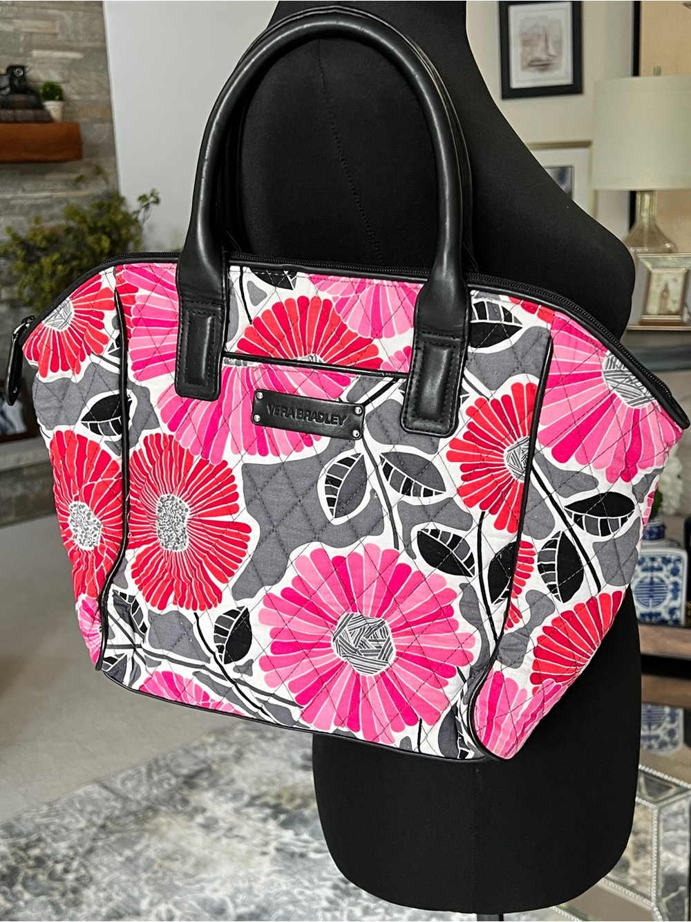 Vera Bradley Pink Floral Quilted Tote Bag